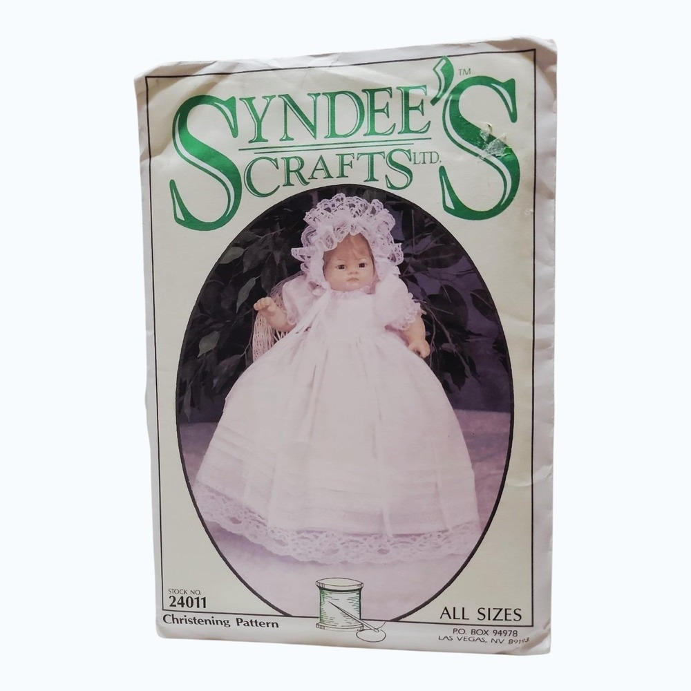 Vintage Syndee Crafts 24011 Doll Christening Gown Pattern All Sizes UNCUT